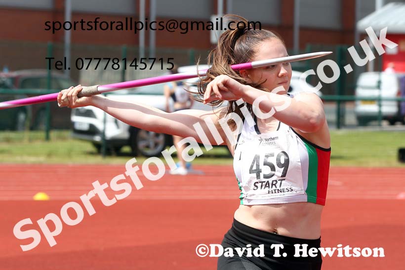 Womens under-20s javelin, 2021 Northern Senior and Under-20s Champs., Leigh. Photo: David T. Hewitson/Sports for All Pics